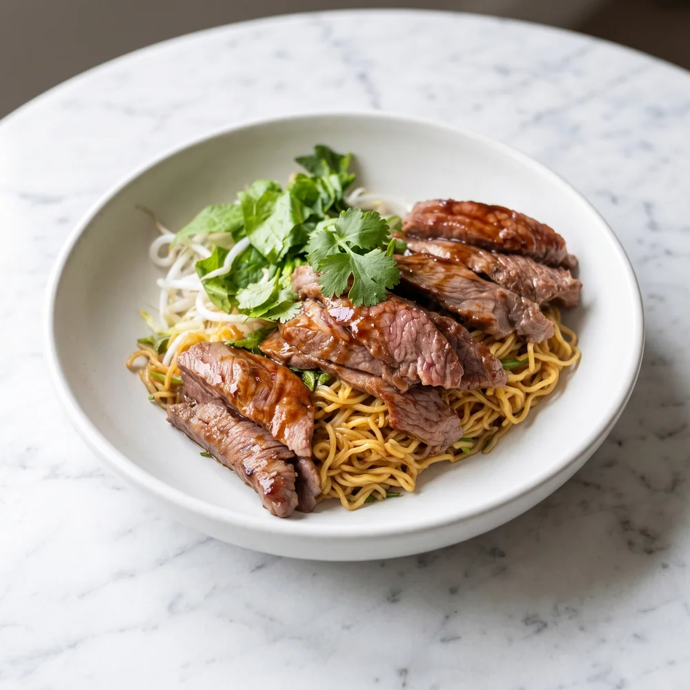 Egg Noodles with Grilled Beef
