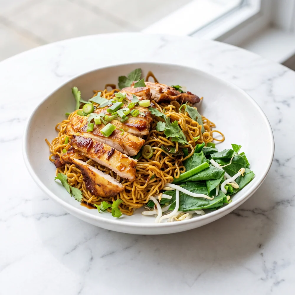 Egg Noodles with Grilled Chicken