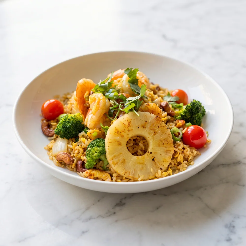 Pineapple Fried Rice — prawn option pictured